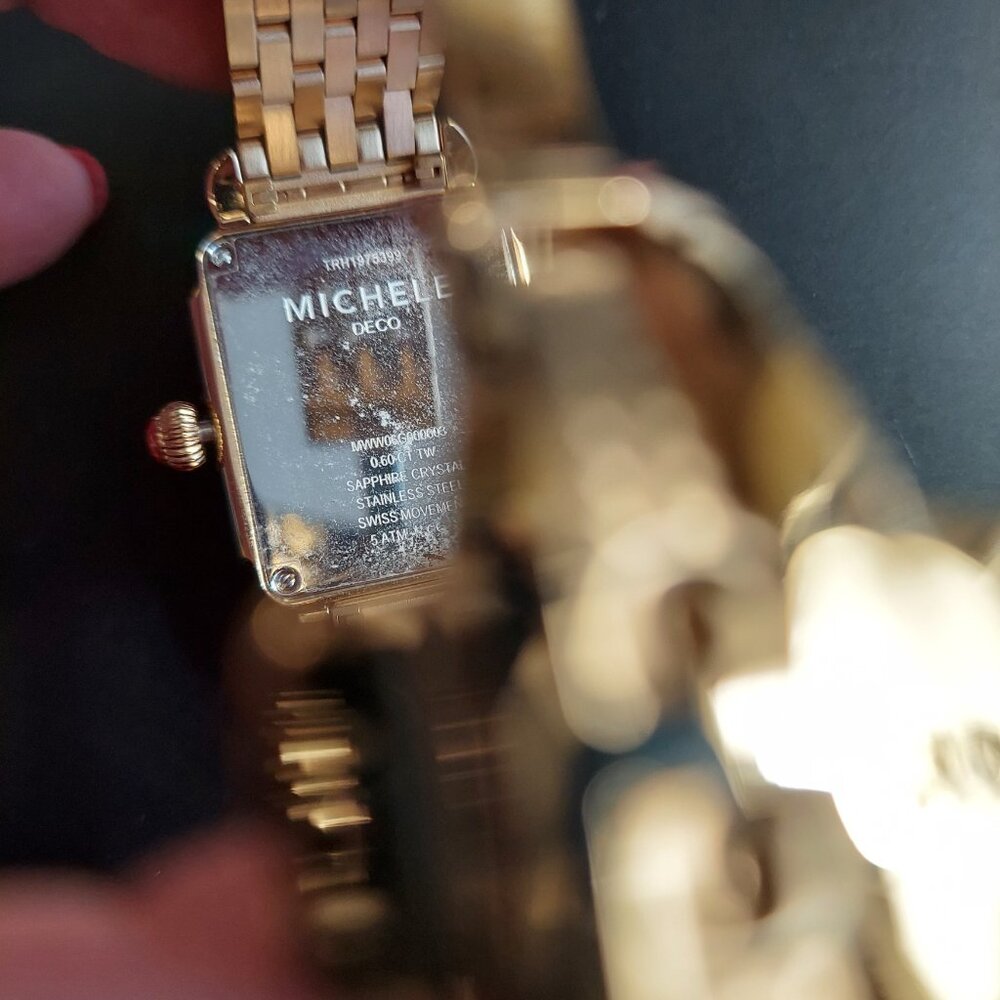 NWOT Michele Deco Watch 18K Yellow Gold Plated model # THR1975399 - Picture 2 of 2
